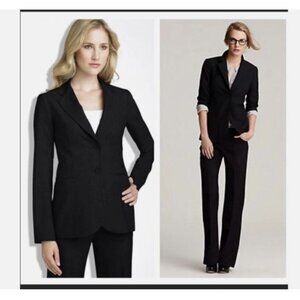 Theory Black Stretch Wool Business Suit: Rory Jacket sz 4, Max 2 Pant sz 4